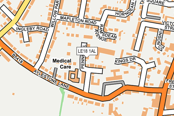 LE18 1AL map - OS OpenMap – Local (Ordnance Survey)