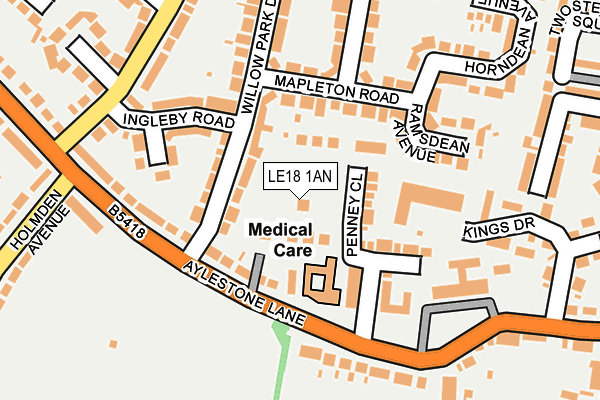 LE18 1AN map - OS OpenMap – Local (Ordnance Survey)