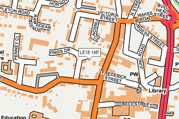 LE18 1AP map - OS OpenMap – Local (Ordnance Survey)