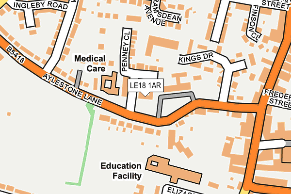 LE18 1AR map - OS OpenMap – Local (Ordnance Survey)
