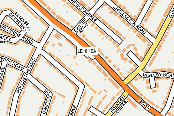 LE18 1BA map - OS OpenMap – Local (Ordnance Survey)