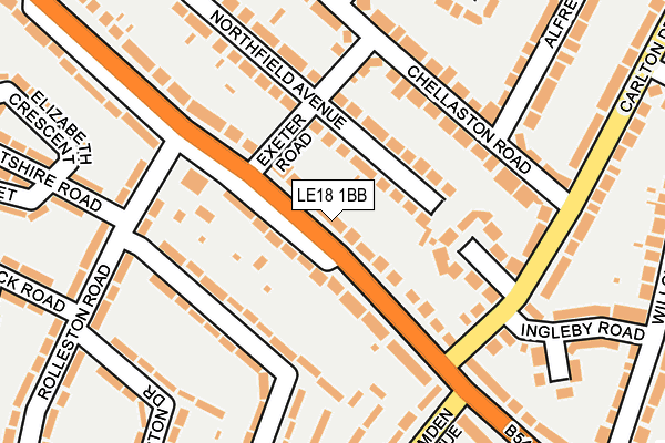 LE18 1BB map - OS OpenMap – Local (Ordnance Survey)
