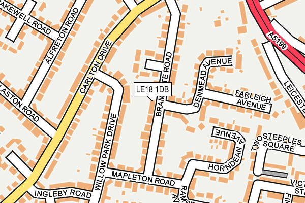LE18 1DB map - OS OpenMap – Local (Ordnance Survey)