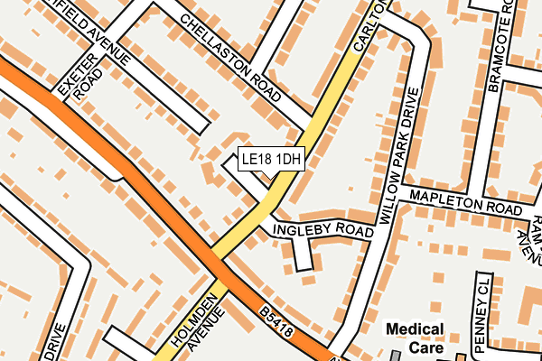 LE18 1DH map - OS OpenMap – Local (Ordnance Survey)