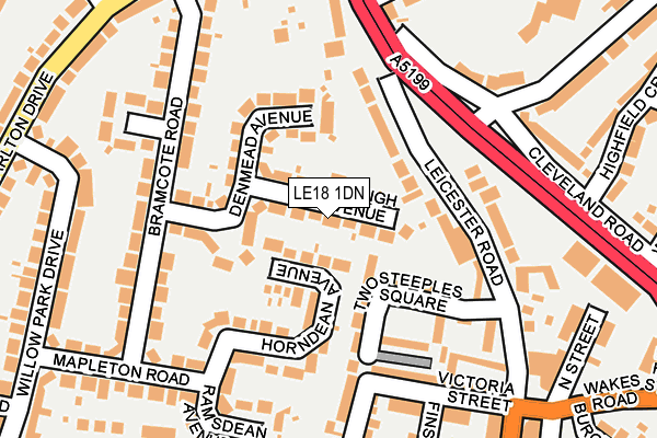 LE18 1DN map - OS OpenMap – Local (Ordnance Survey)
