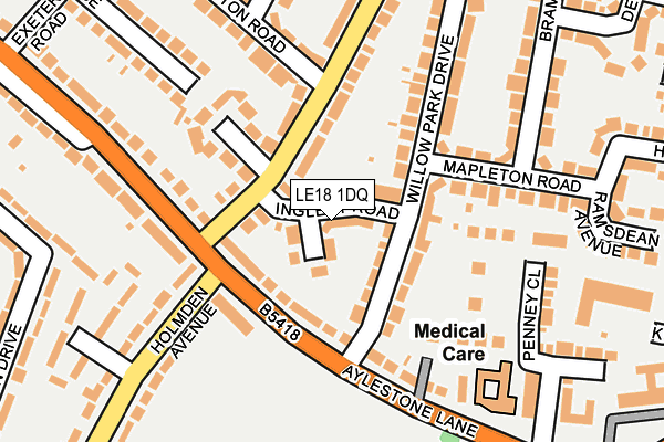 LE18 1DQ map - OS OpenMap – Local (Ordnance Survey)