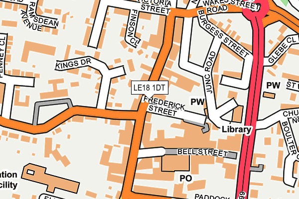 LE18 1DT map - OS OpenMap – Local (Ordnance Survey)