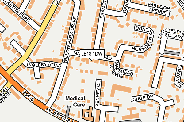 LE18 1DW map - OS OpenMap – Local (Ordnance Survey)
