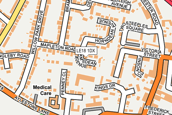 LE18 1DX map - OS OpenMap – Local (Ordnance Survey)