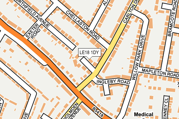 LE18 1DY map - OS OpenMap – Local (Ordnance Survey)
