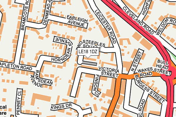 LE18 1DZ map - OS OpenMap – Local (Ordnance Survey)