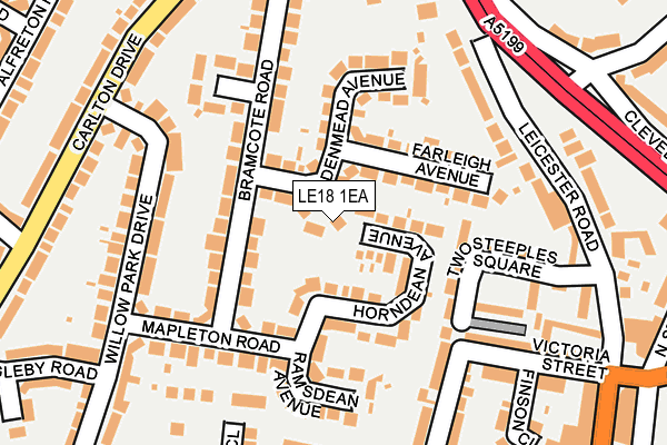 LE18 1EA map - OS OpenMap – Local (Ordnance Survey)