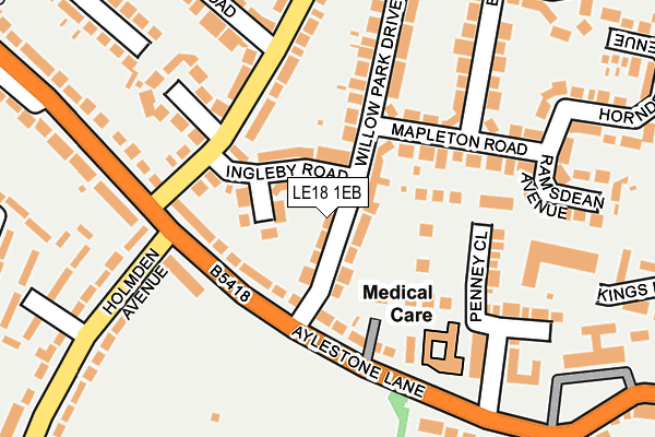 LE18 1EB map - OS OpenMap – Local (Ordnance Survey)