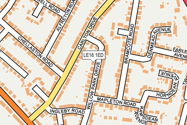 LE18 1ED map - OS OpenMap – Local (Ordnance Survey)