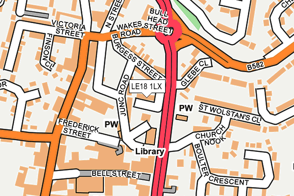 LE18 1LX map - OS OpenMap – Local (Ordnance Survey)