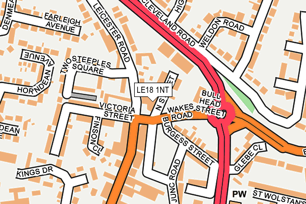 LE18 1NT map - OS OpenMap – Local (Ordnance Survey)