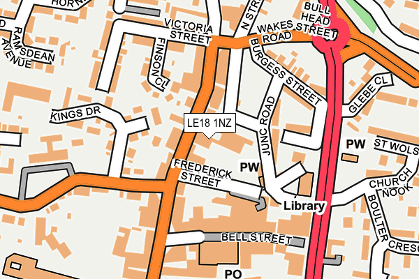 LE18 1NZ map - OS OpenMap – Local (Ordnance Survey)