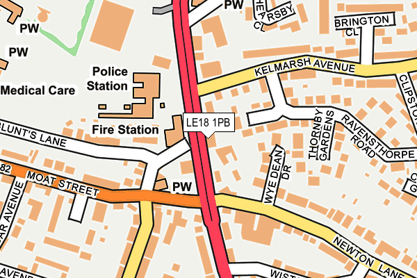 LE18 1PB map - OS OpenMap – Local (Ordnance Survey)
