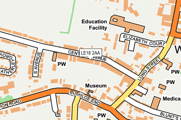 LE18 2AA map - OS OpenMap – Local (Ordnance Survey)