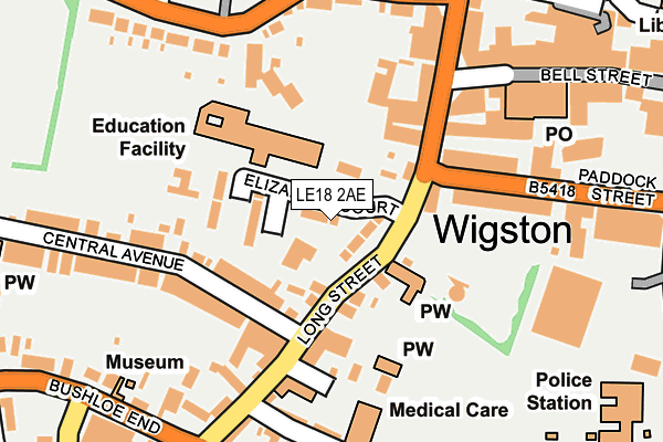 LE18 2AE map - OS OpenMap – Local (Ordnance Survey)