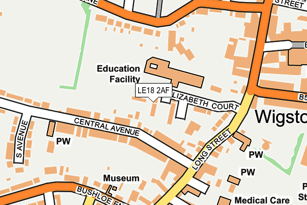 LE18 2AF map - OS OpenMap – Local (Ordnance Survey)