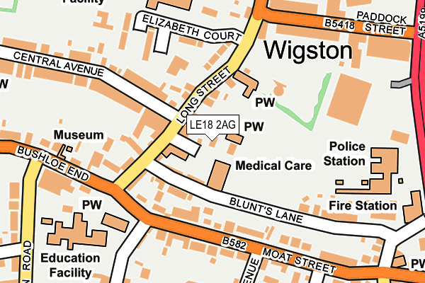 LE18 2AG map - OS OpenMap – Local (Ordnance Survey)