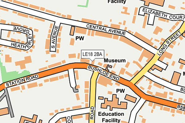LE18 2BA map - OS OpenMap – Local (Ordnance Survey)