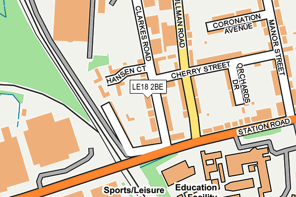 LE18 2BE map - OS OpenMap – Local (Ordnance Survey)