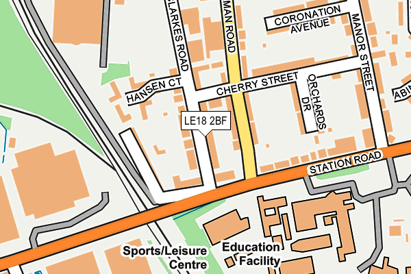 LE18 2BF map - OS OpenMap – Local (Ordnance Survey)