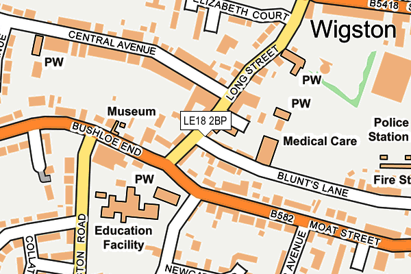 Map of WIGSTON BATHROOMS LTD at local scale