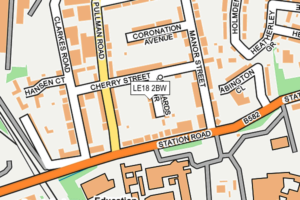 LE18 2BW map - OS OpenMap – Local (Ordnance Survey)