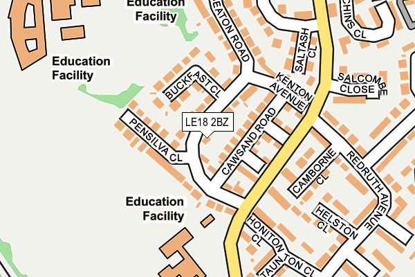 LE18 2BZ map - OS OpenMap – Local (Ordnance Survey)