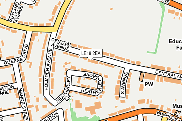 LE18 2EA map - OS OpenMap – Local (Ordnance Survey)