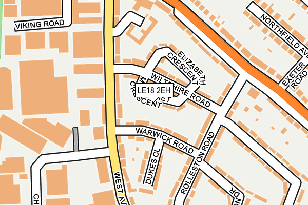 LE18 2EH map - OS OpenMap – Local (Ordnance Survey)
