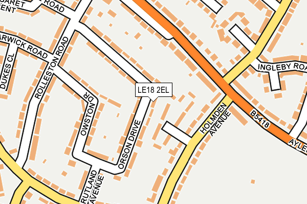 LE18 2EL map - OS OpenMap – Local (Ordnance Survey)