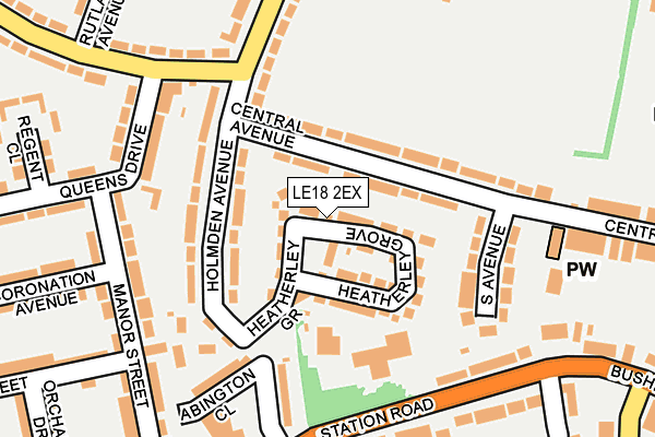 LE18 2EX map - OS OpenMap – Local (Ordnance Survey)