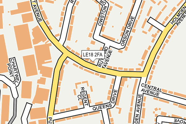 LE18 2FA map - OS OpenMap – Local (Ordnance Survey)