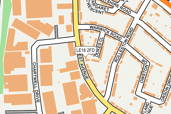 LE18 2FD map - OS OpenMap – Local (Ordnance Survey)