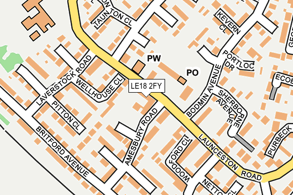 LE18 2FY map - OS OpenMap – Local (Ordnance Survey)