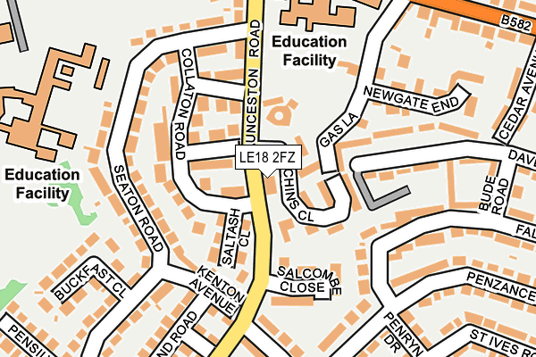 LE18 2FZ map - OS OpenMap – Local (Ordnance Survey)