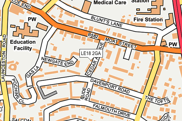 LE18 2GA map - OS OpenMap – Local (Ordnance Survey)