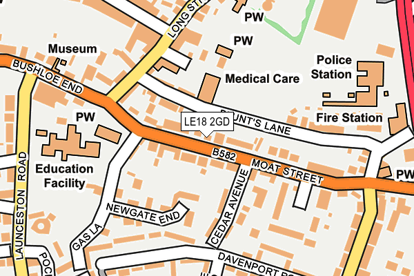 LE18 2GD map - OS OpenMap – Local (Ordnance Survey)