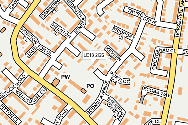 LE18 2GS map - OS OpenMap – Local (Ordnance Survey)