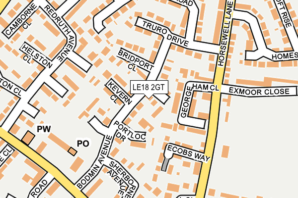 LE18 2GT map - OS OpenMap – Local (Ordnance Survey)