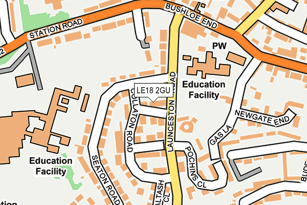 LE18 2GU map - OS OpenMap – Local (Ordnance Survey)
