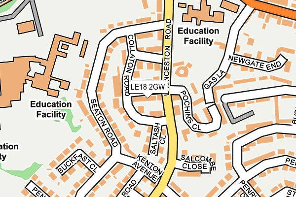 LE18 2GW map - OS OpenMap – Local (Ordnance Survey)