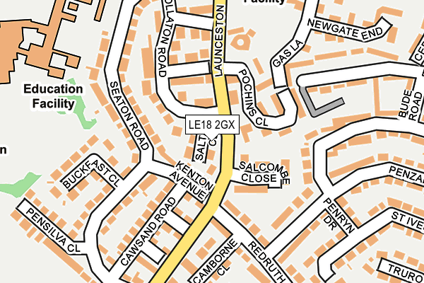 LE18 2GX map - OS OpenMap – Local (Ordnance Survey)