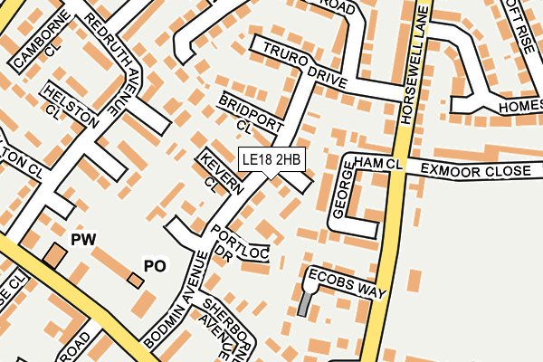 LE18 2HB map - OS OpenMap – Local (Ordnance Survey)
