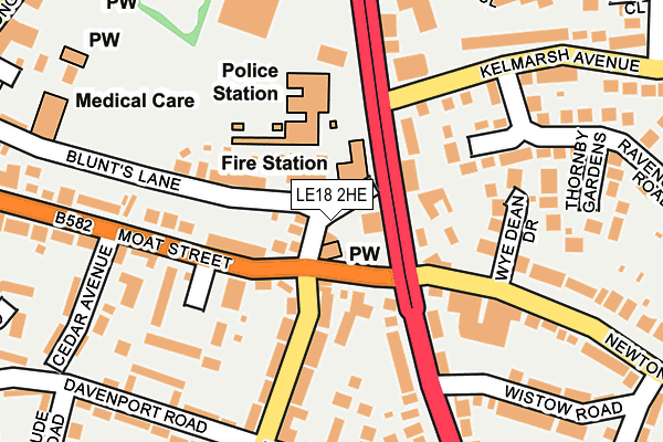 LE18 2HE map - OS OpenMap – Local (Ordnance Survey)