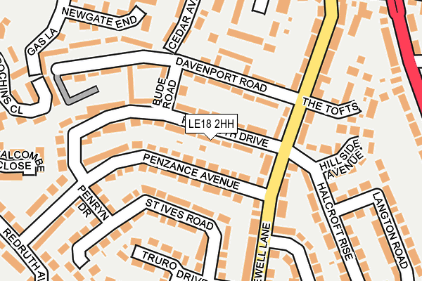 LE18 2HH map - OS OpenMap – Local (Ordnance Survey)